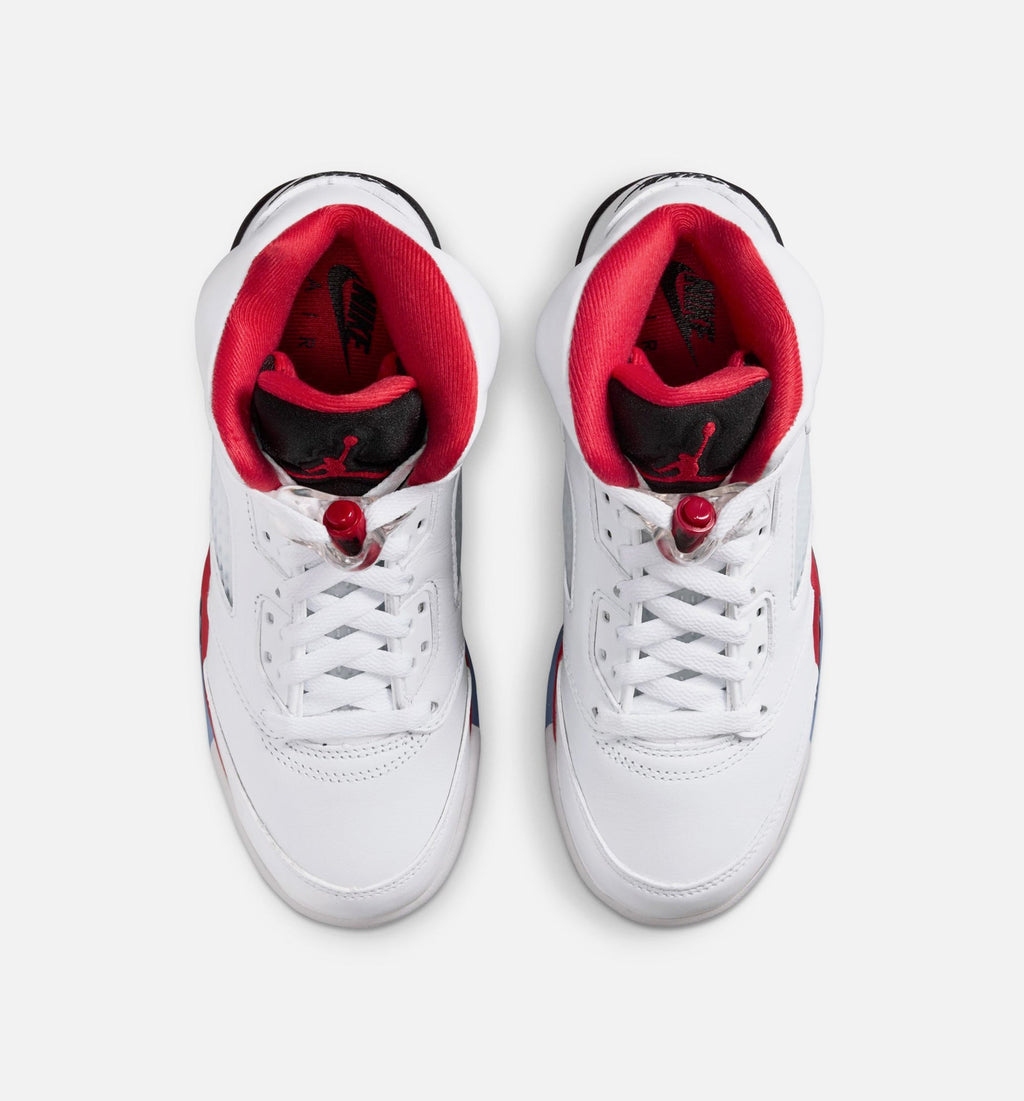 Air Jordan 5 Retro Fire Red – Grade School Lifestyle Shoe in White/Fire Red/Black