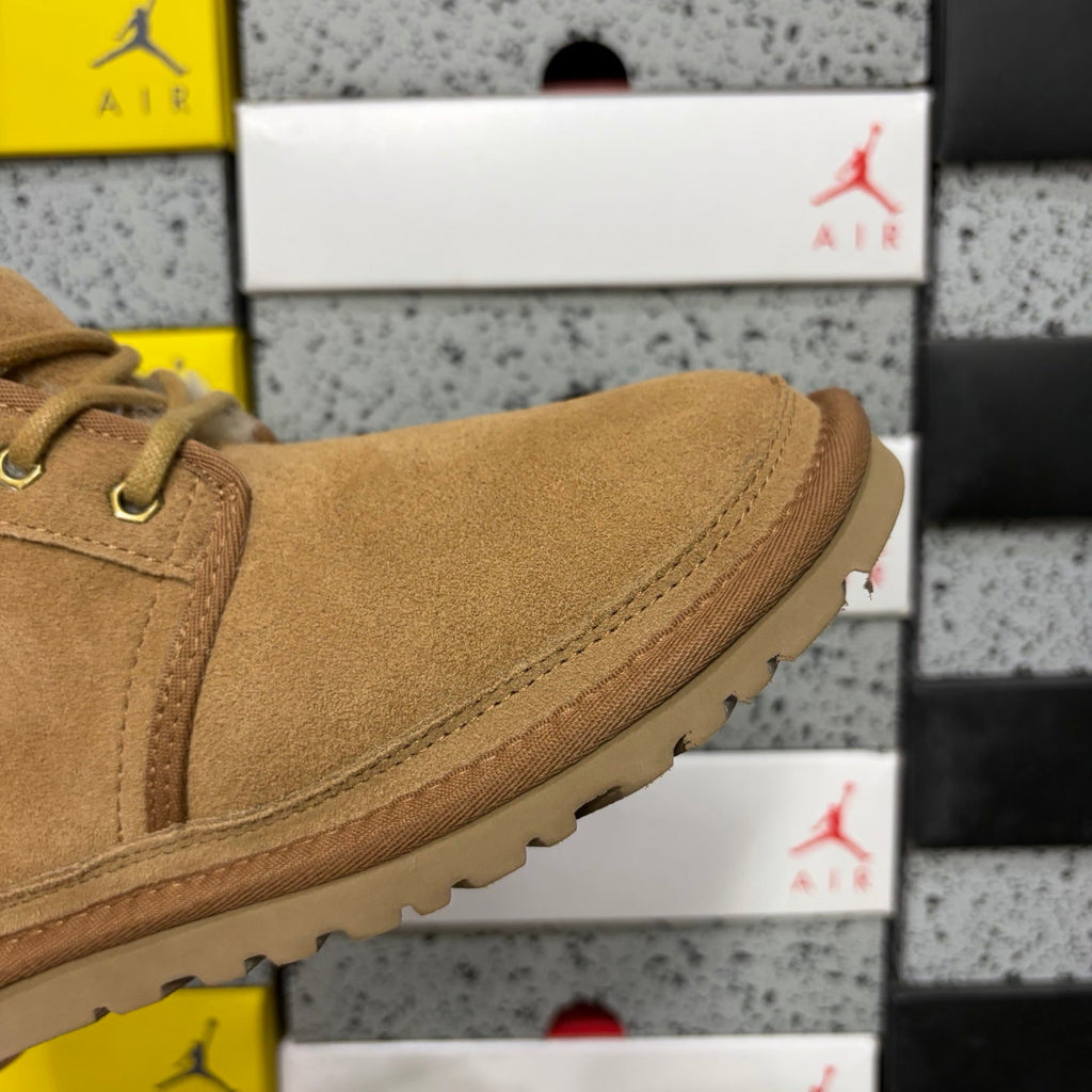 UGG Lace-Up Suede Ankle Boot with Shearling Lining, Gold Eyelet Hardware & Chunky Lug Sole in Chestnut