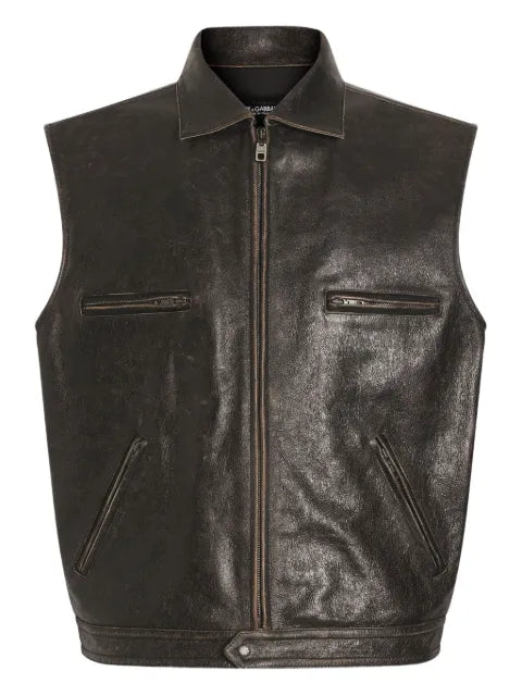 Dolce & Gabbana zip-fastening leather waistcoat