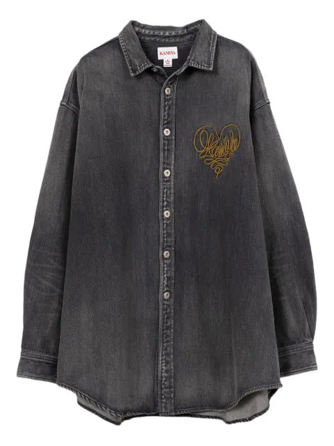 KAMIYA  heart-embroidered denim shirt jacket