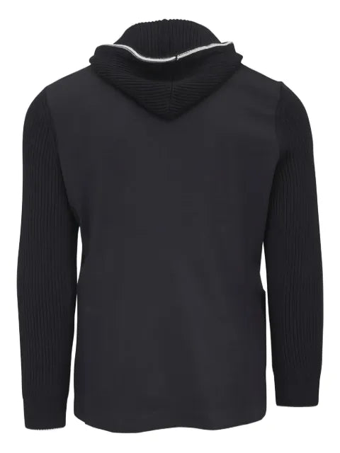 Eleventy hooded knit-sleeve jacket