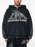 GODMADE logo-print zip-up hoodie
