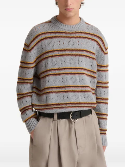 Marni gray cashmere jumper with openwork knit