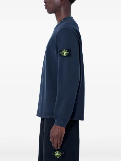 Stone Island logo-patch button-detail sweatshirt