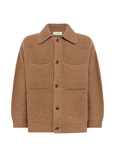 Laneus ribbed-knit distressed cardigan
