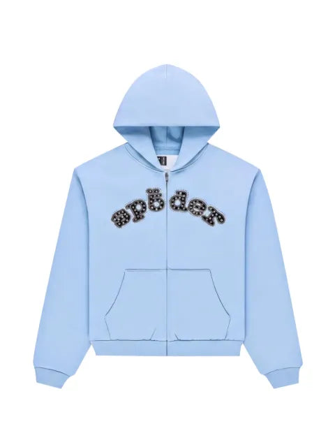 SP5DER Mixed Stone OG V2 rhinestone-embellished zip-up hoodie