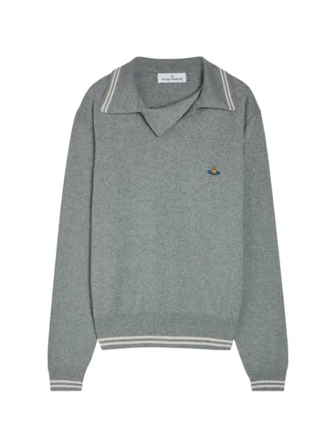 Vivienne Westwood Orb-embroidered striped-trim sweater