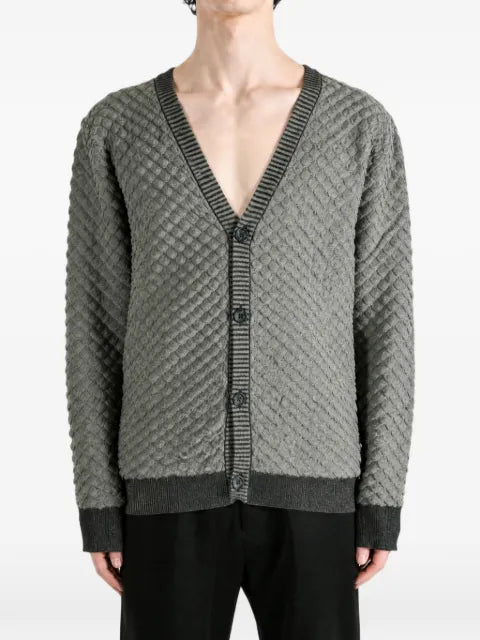 Kozaburo quilted-effect V-neck cardigan