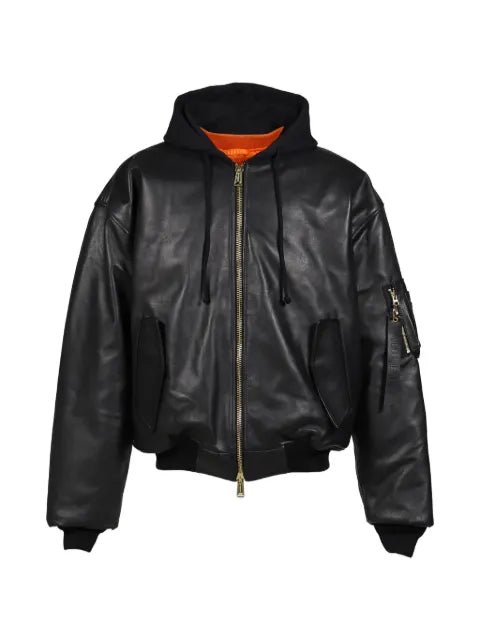 VETEMENTS hooded reversible leather bomber jacket