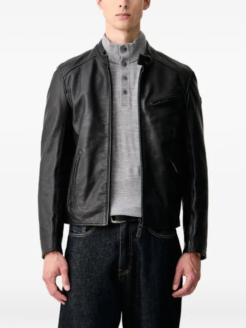 Aeronautica Militare logo-patch leather jacket