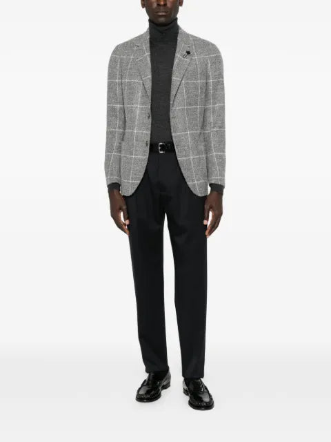 Lardini check-pattern notched-lapel jacket