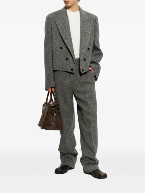 Maison Margiela herringbone double-breasted cropped blazer