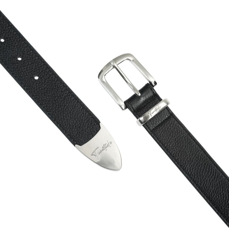 Turnstige Litchi Grain Leather Belt Signature Metal Tip Unisex Belt