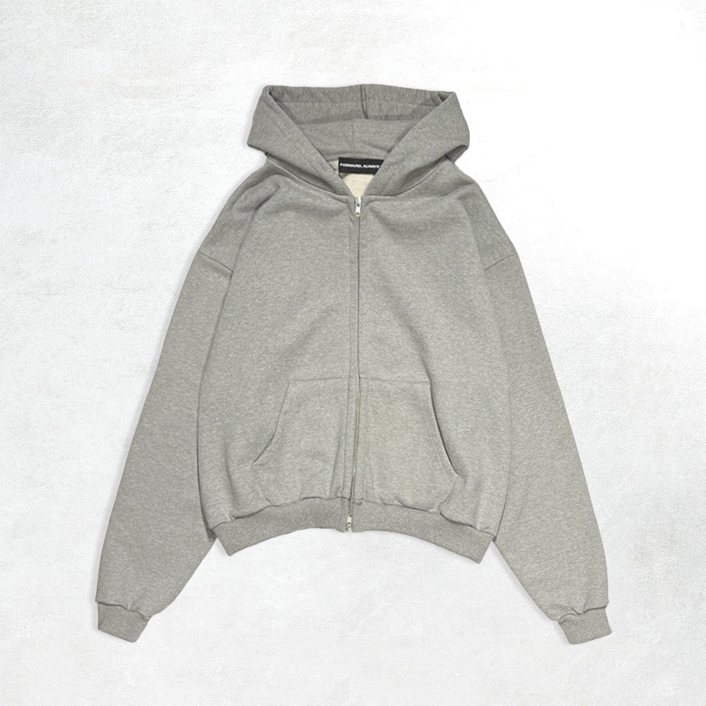 Forward, Always Ultra Heavyweight Hooded Zip Sweatshirt: Grey