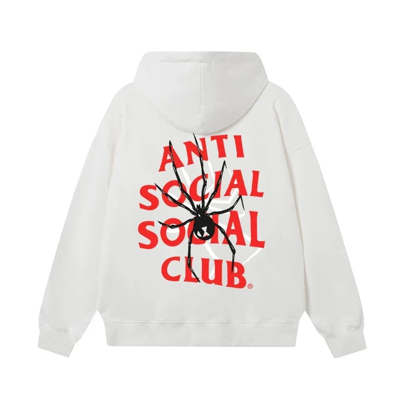 Anti Social Social Club Spider Red Logo White Hoodie