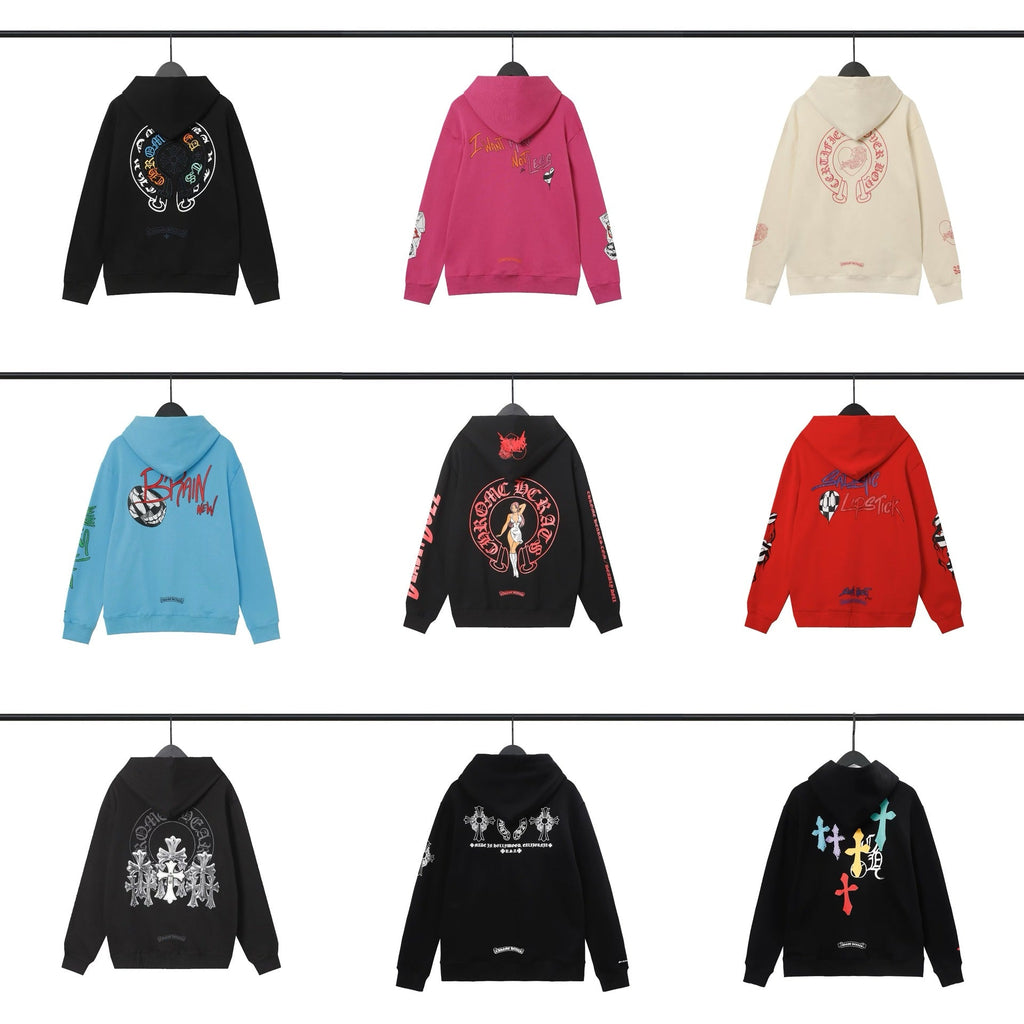 Chrome Hearts Multi‑Cross Sanskrit Graphic Oversized Hoodie Streetwear