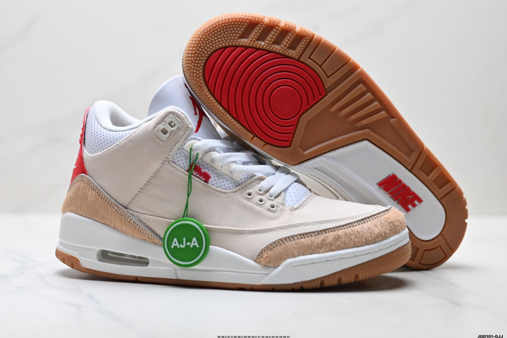 Air Jordan 3 Retro White Tan Gum Sneakers