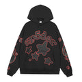 Sp5der Black Red Outline Star Graphic Hoodie