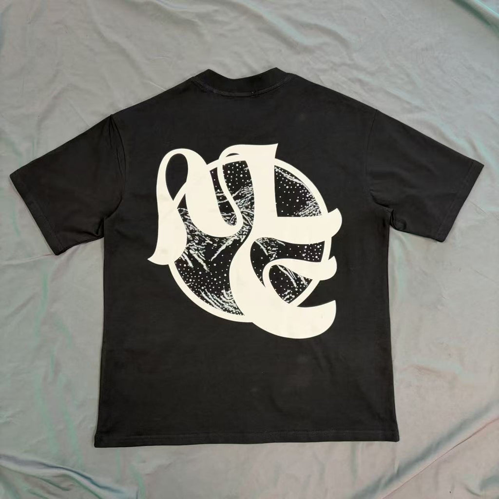 Black Abstract White Wordmark Graphic T-Shirt