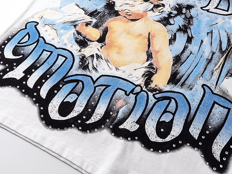 MIXED EMOTION Angel Rhinestone-Style Graphic T-Shirt