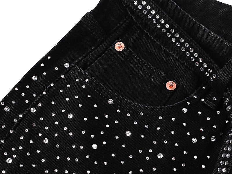 Purple Brand Rhinestone Denim Shorts