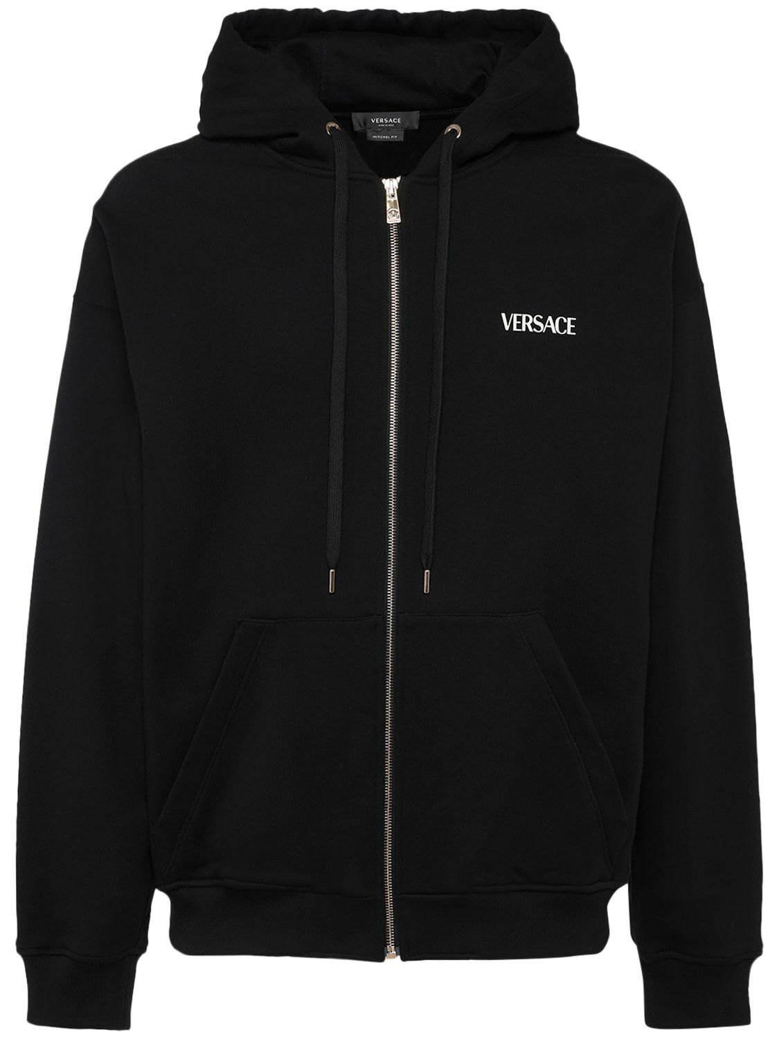 Versace Logo Zip Hoodie - Black