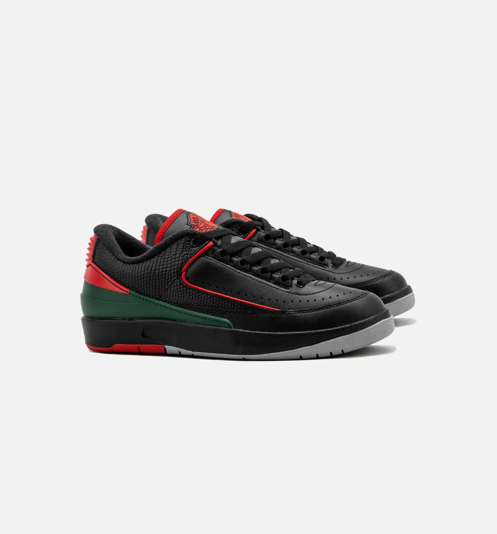 Air Jordan 2 Retro Low Christmas Grade School Lifestyle Shoes - Black/Fire Red/Cement Grey