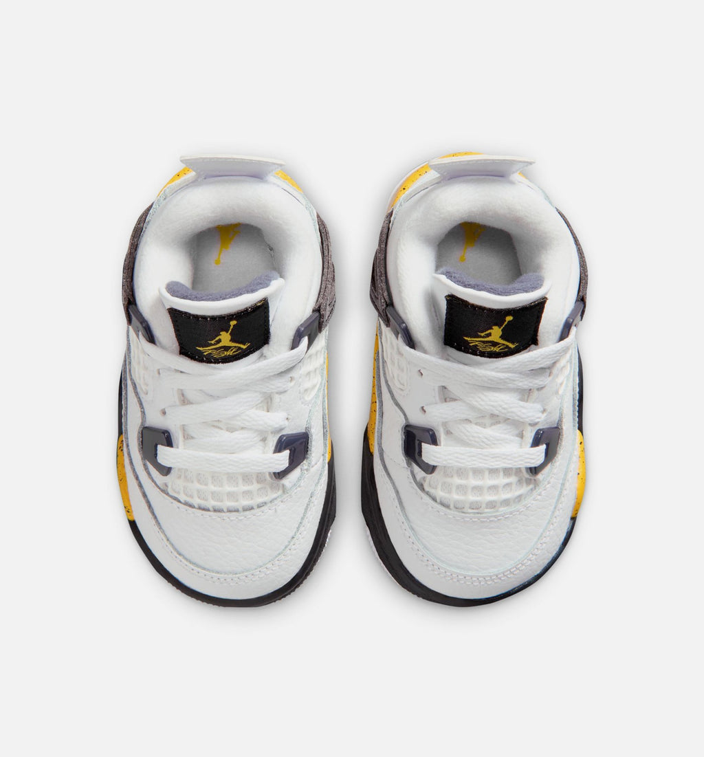 Air Jordan 4 Retro Rare Air Tour Yellow Infant & Toddler Sneakers - White / Dark Blue Grey / Black / Tour Yellow