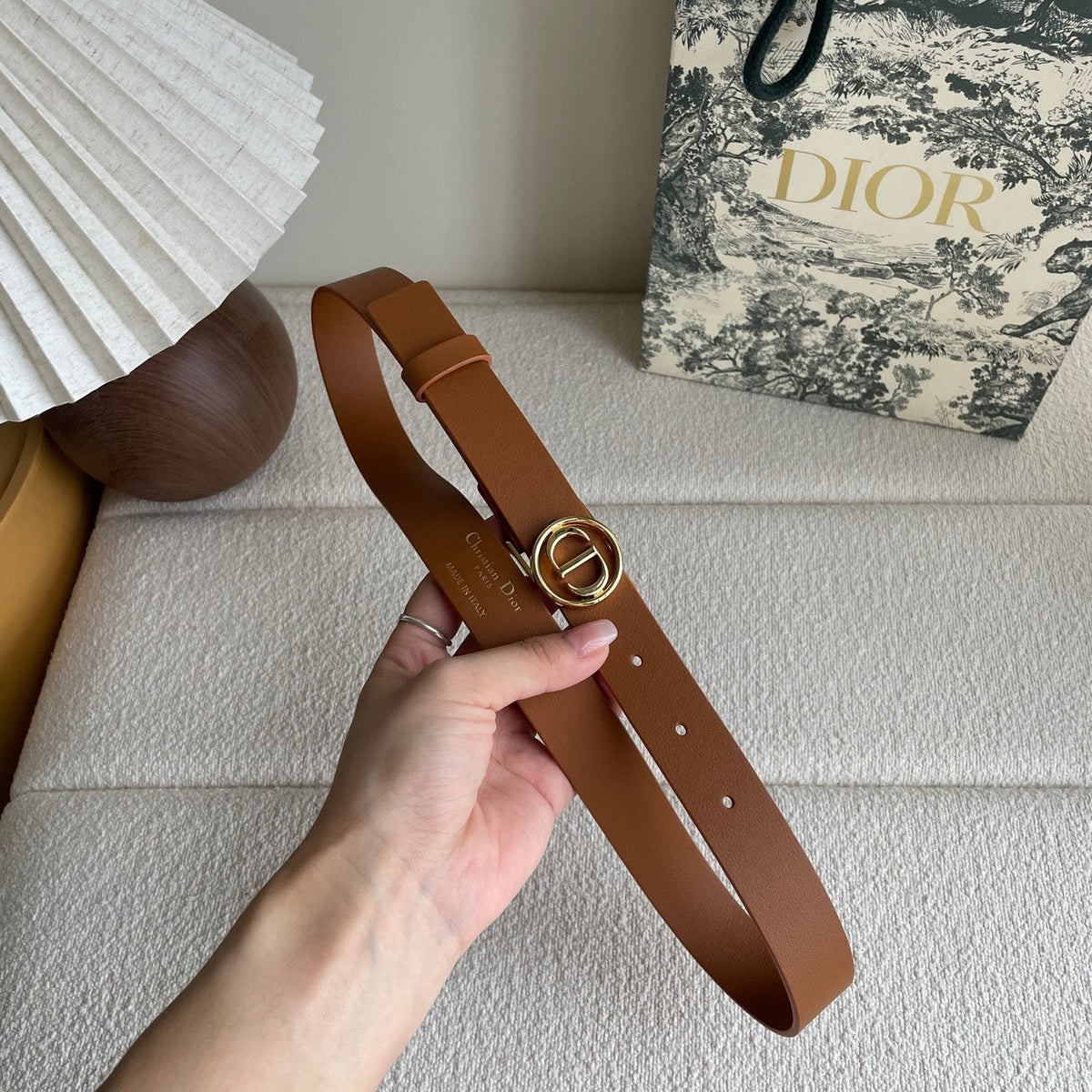 DIOR 25S BELT 25 MM IN BROWN CALFSKIN 572162