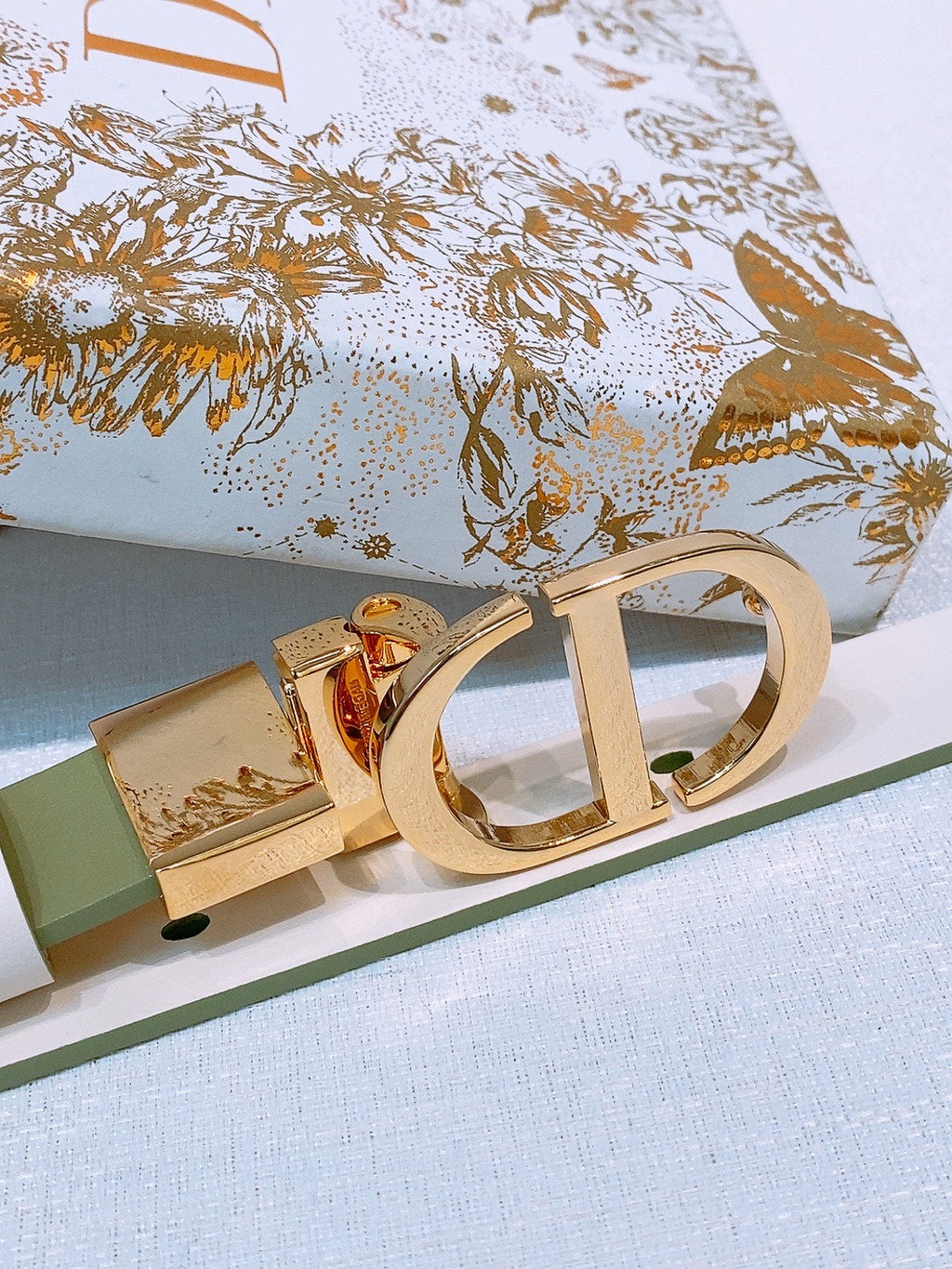 DIOR 25S BELT 20 MM IN OLIVE GREEN CALFSKIN 572895