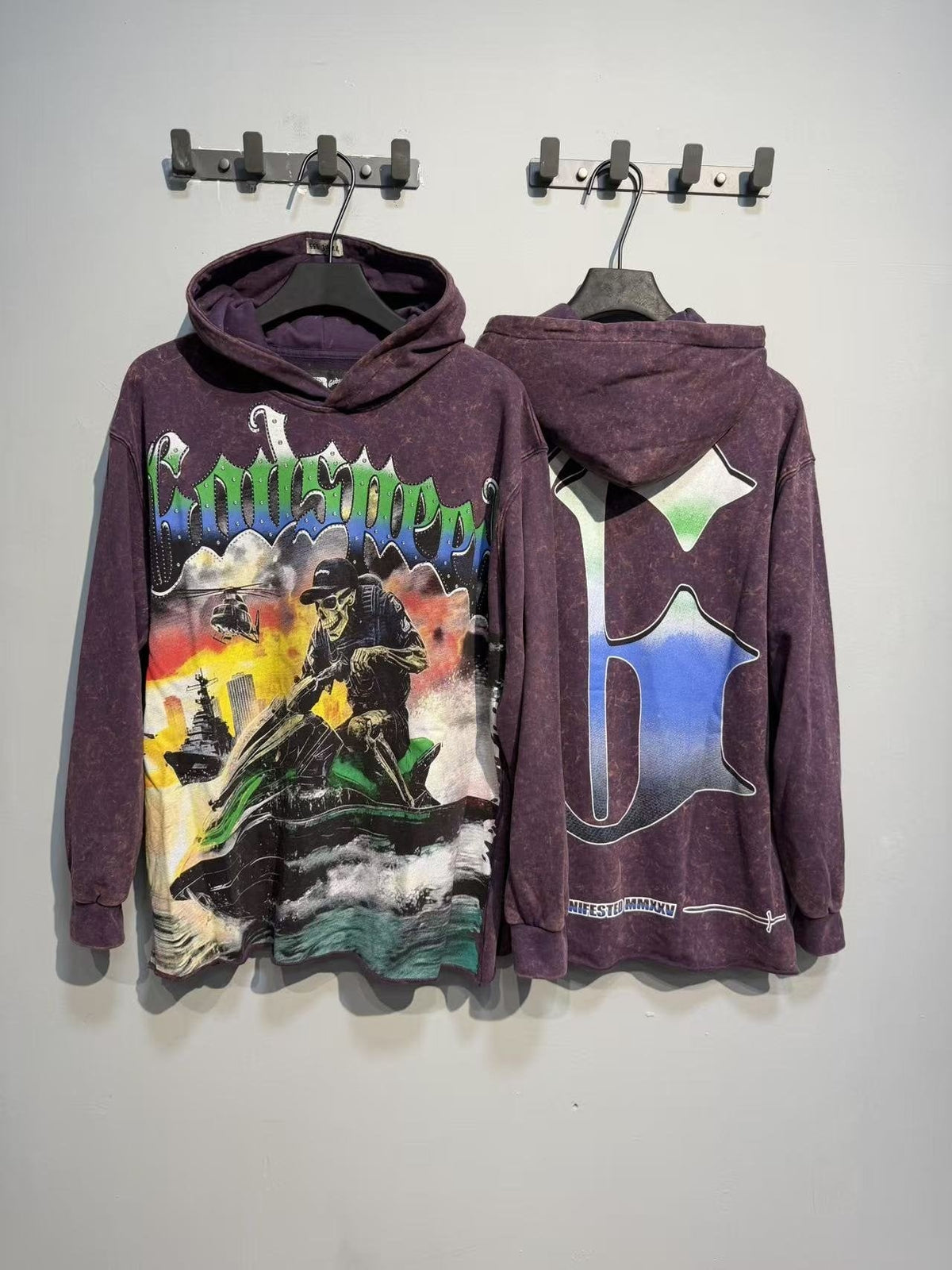 Godspeed Jet Ski Graphic Acid-Wash Hoodie