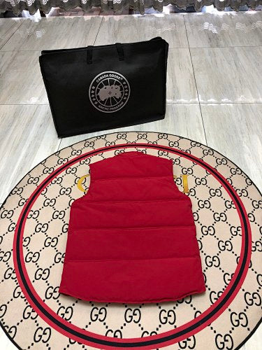 Canada Goose Puffer Vest in Red with Stand Collar and Logo Patch