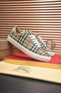 Burberry Beige Plaid Low-Top Sneakers - Leather Lining
