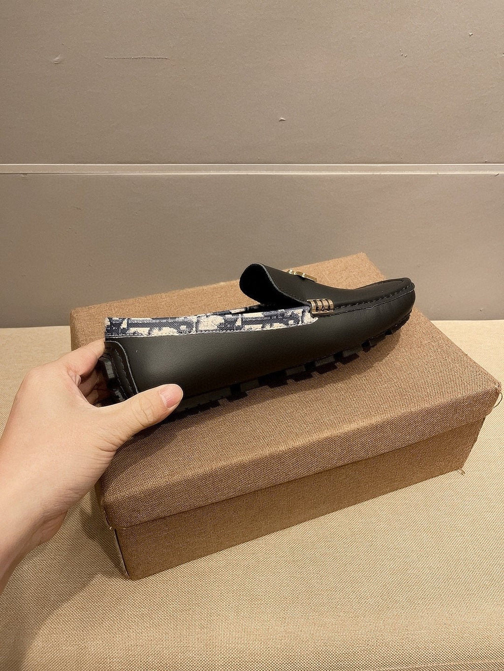 Dior Black Patterned-Trim Loafers