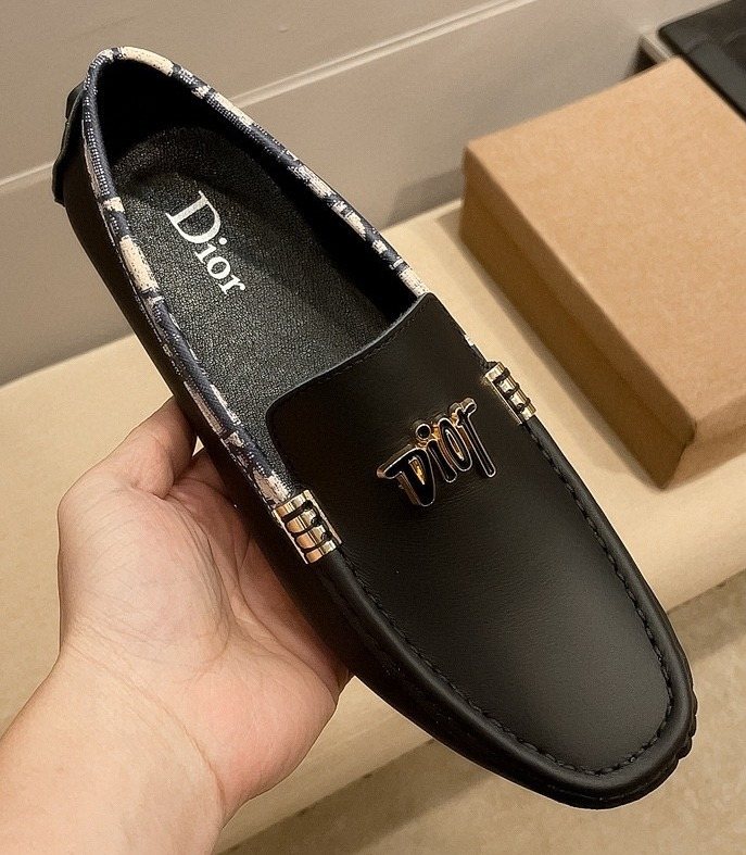 Dior Black Patterned-Trim Loafers