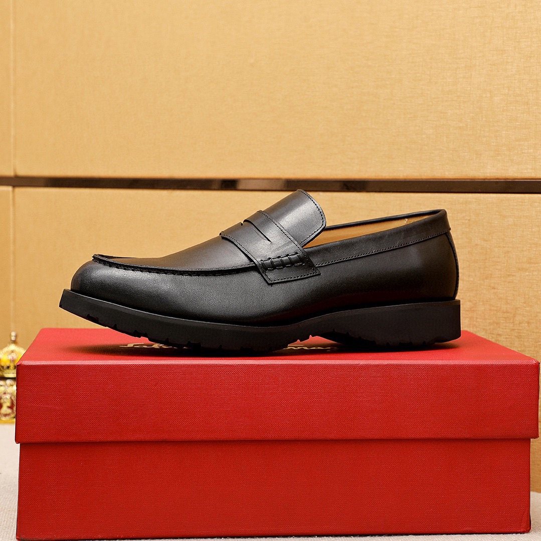 Ferragamo Black Strap Loafers