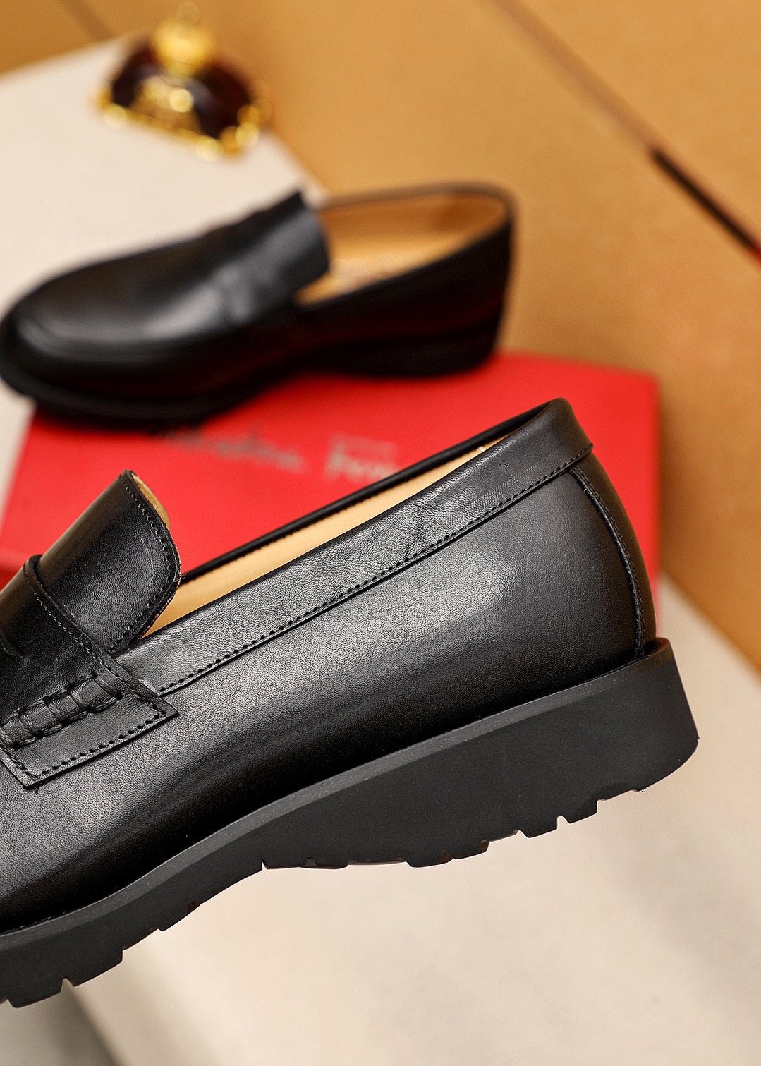 Ferragamo Black Strap Loafers
