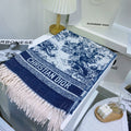 Dior Blue & White Toile Fringed Scarf