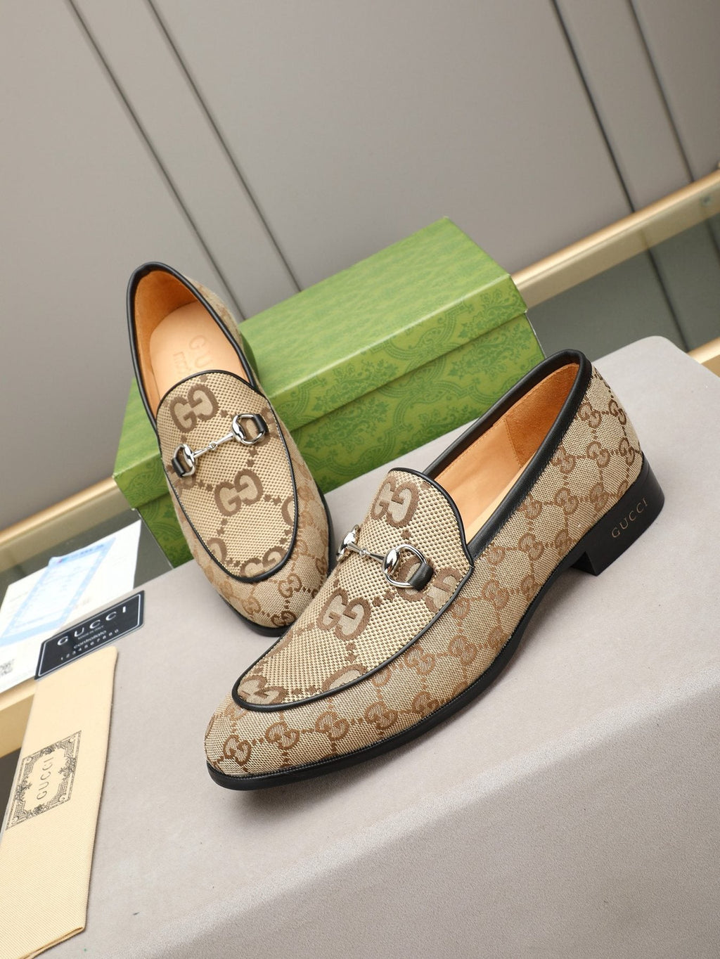 Gucci Monogram Bit Loafers