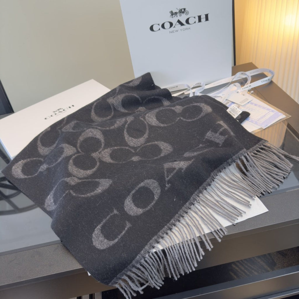 Coach C Motif Fringed Scarf