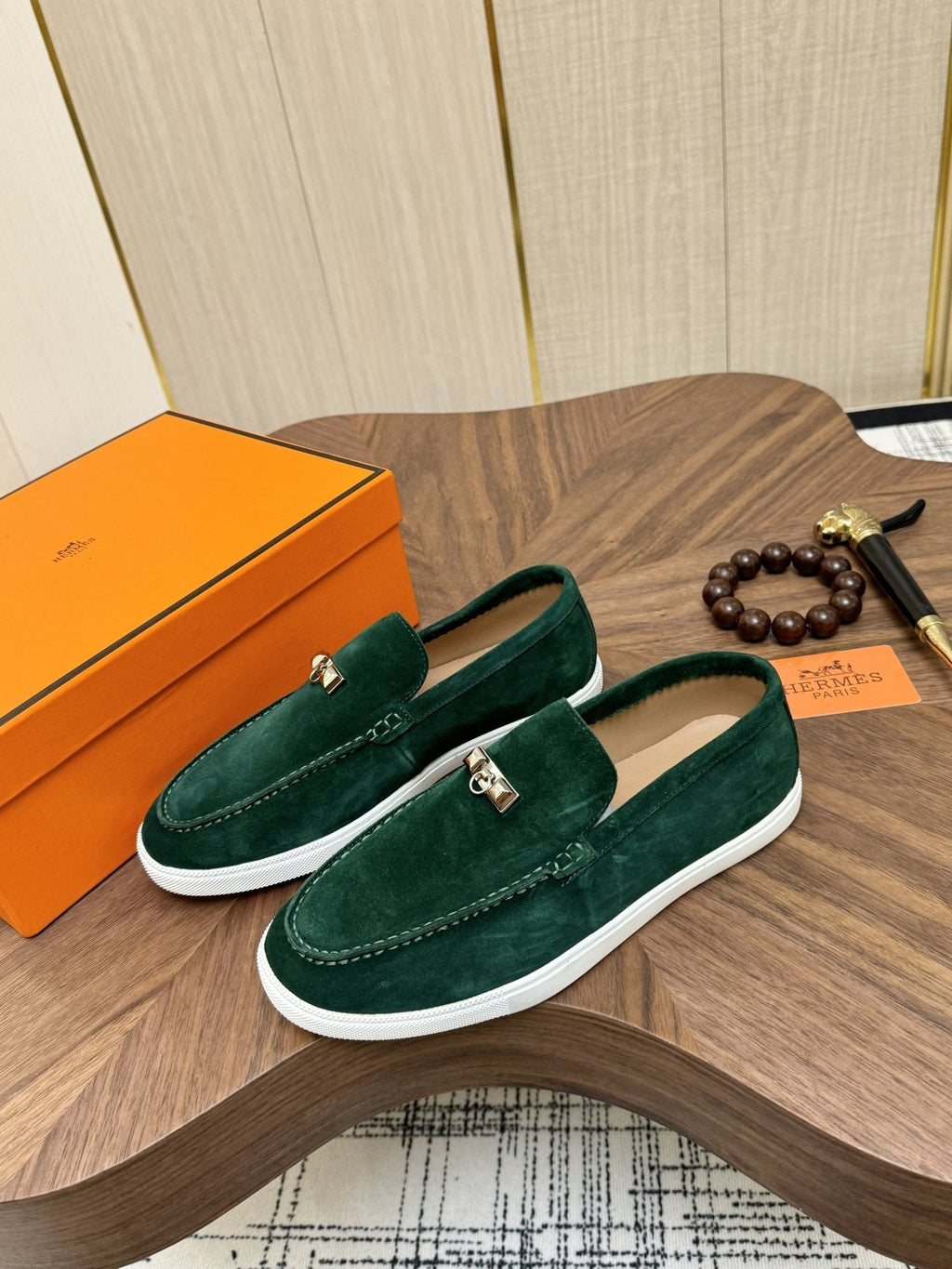 Hermès Navy Slip-On Sneakers