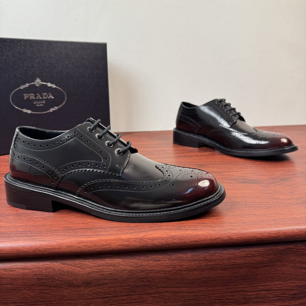 Prada Men's Burnished Brogue Derby Shoes