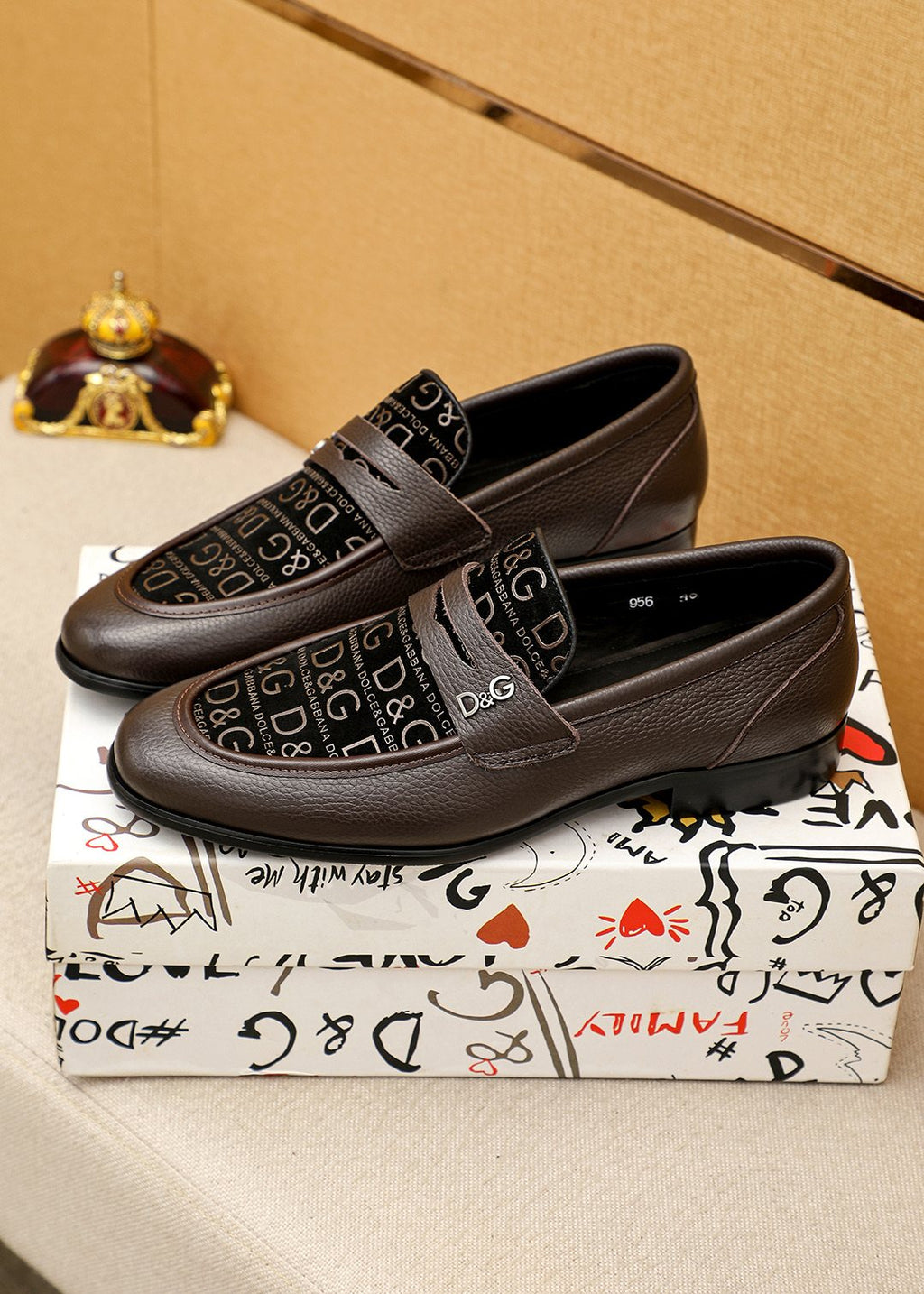 Dolce & Gabbana Text Panel Slip-On Loafers