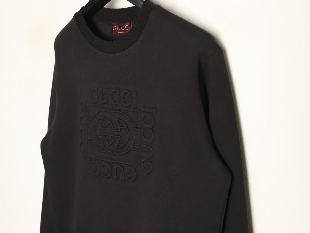 Gucci Interlocking G and Lettering Crewneck Sweatshirt - Black